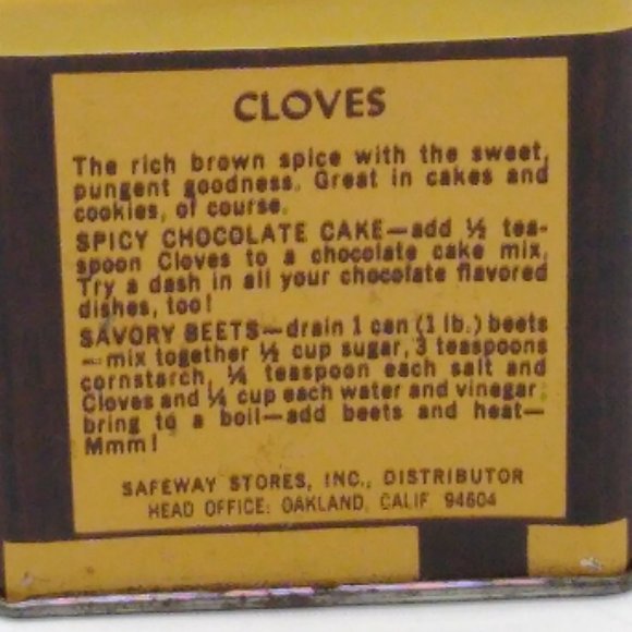 Vintage Crown Colony Cloves Ground Spice Tin Safeway Stores 1975 - Picture 3 of 6